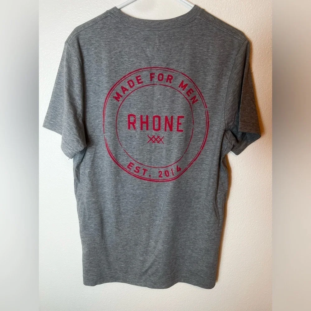 Rhone Mens Pima Cotton Blend Grey Tee Shirt Size L